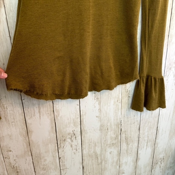 Scotch & Soda Top Womens XL Wool Ruffle Sleeve Raw Hem Minimalist Quiet Luxury - Picture 9 of 16